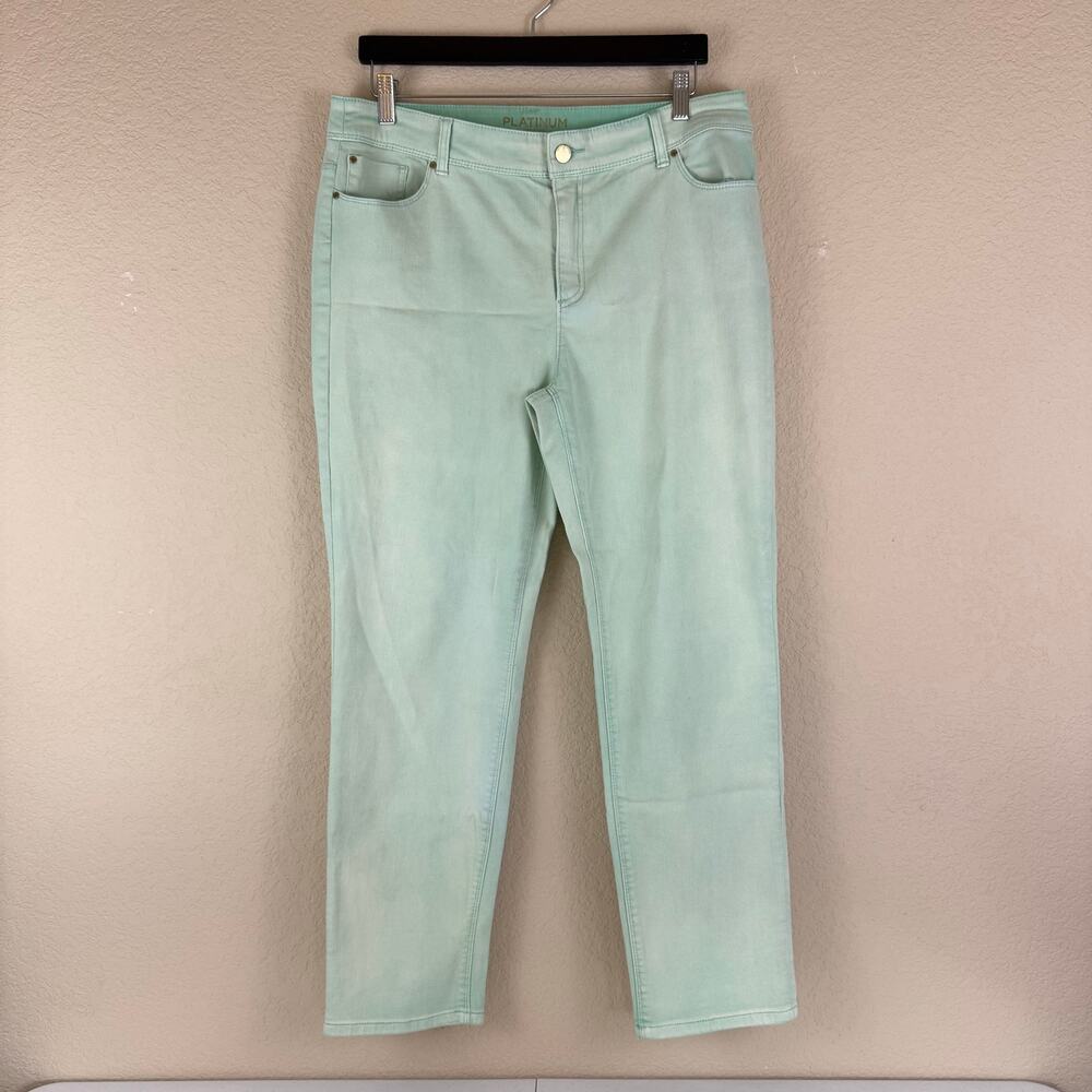 Chicos Platinum Denim Size 2.5 Womens 14 Light Green Jeans Stretch